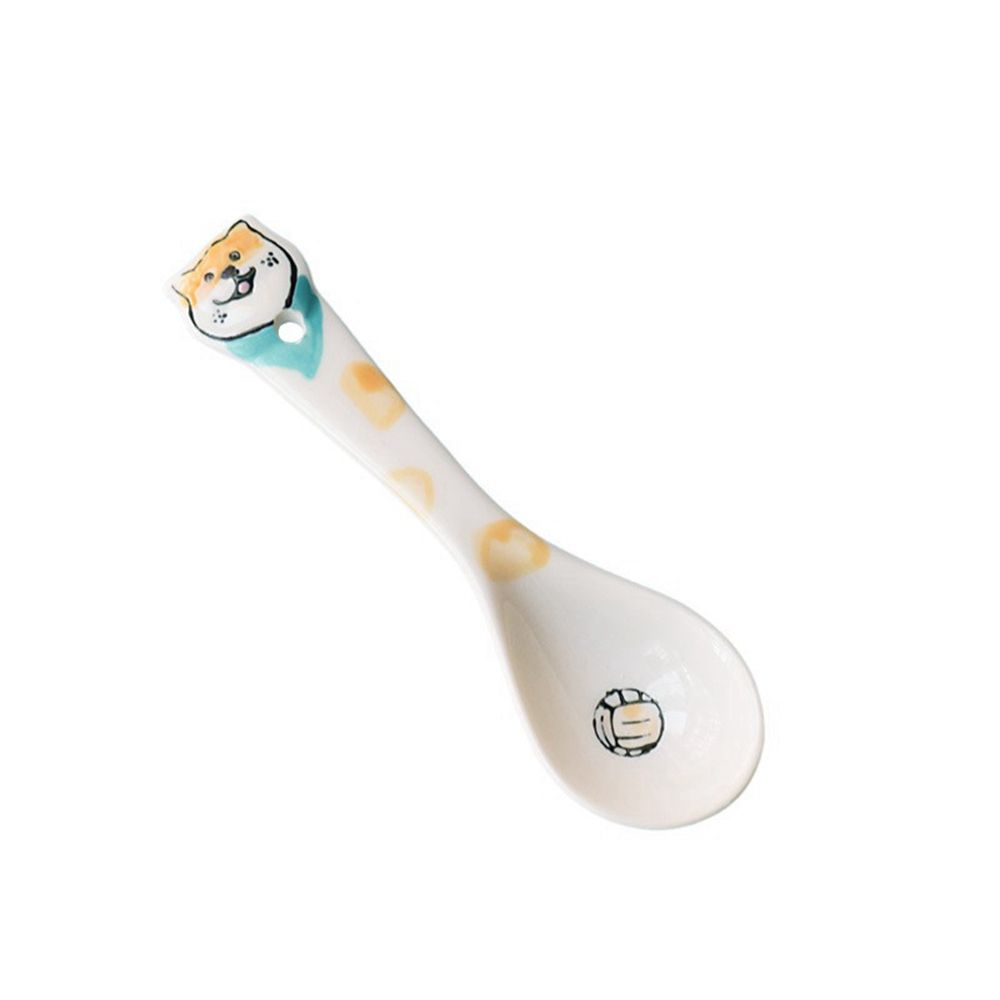 1PC Cute Cartoon Animals Cat Ceramic Spoon For Girls Boys Porridge Soup Spoon Home Restaurant Kitchen Tableware: H