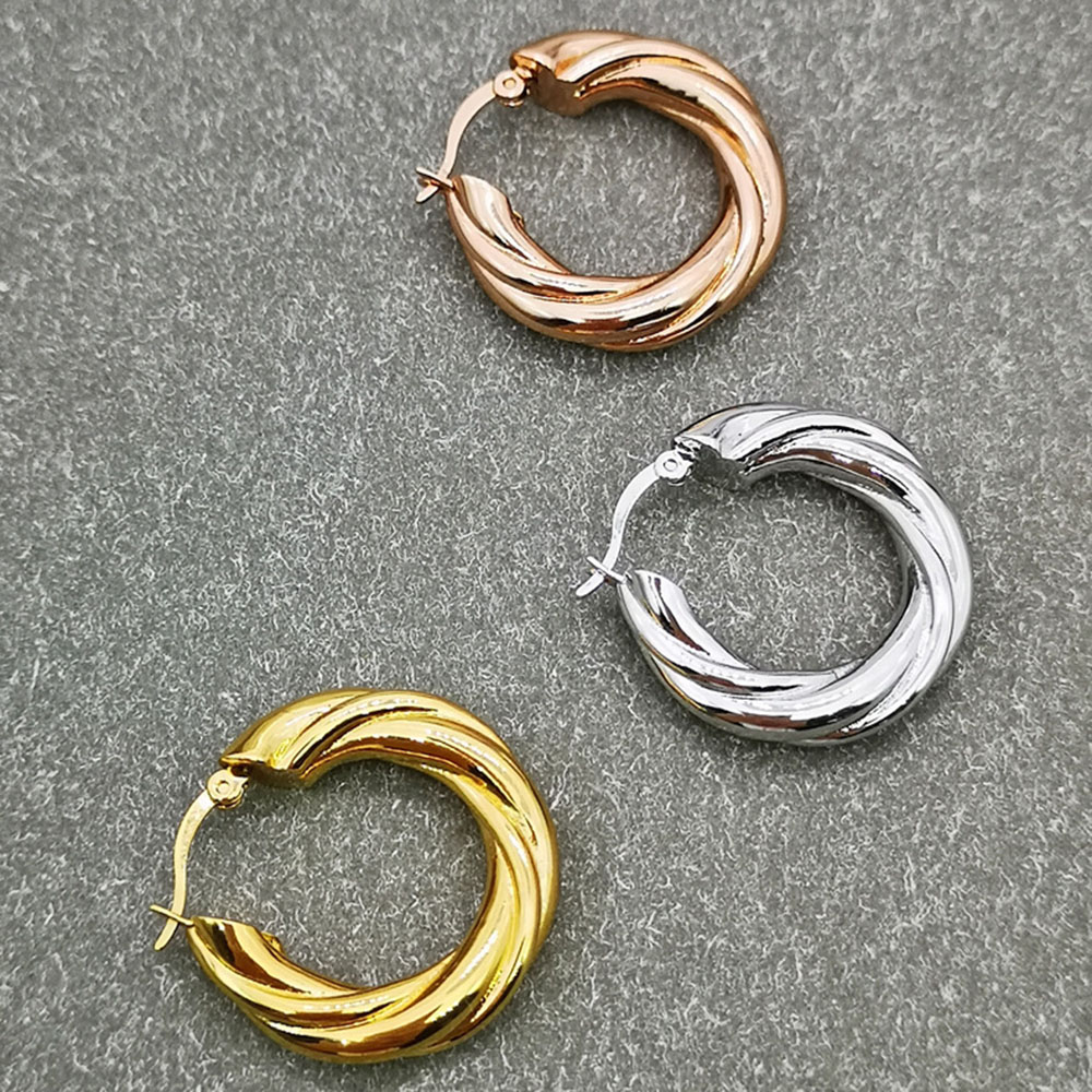 grosso spessa intrecciare orecchini a cerchio in oro per il Francese di stile classico orecchini di modo 2020