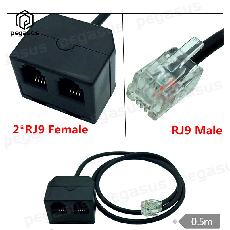 Adaptateur de formation téléphonique, 50CM 4P4C RJ9 mâle à 2 * RJ9 femelle, câble séparateur en Y