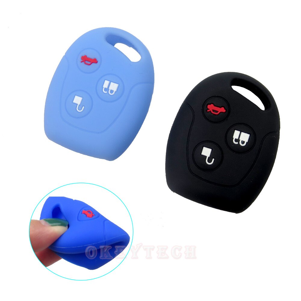 Okeytech 3 knapps fjärrkontroll silikon bil fob nyckel fodral täcka för ford focus mondeo festiva fusion kostym fiesta ka  mk4 hållare skydd