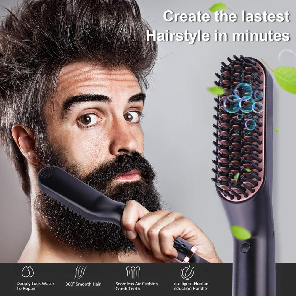 Piastra per barba per uomo-spazzola per pettine per raddrizzare i capelli con barba riscaldata ionica elettrica antiscottatura premio