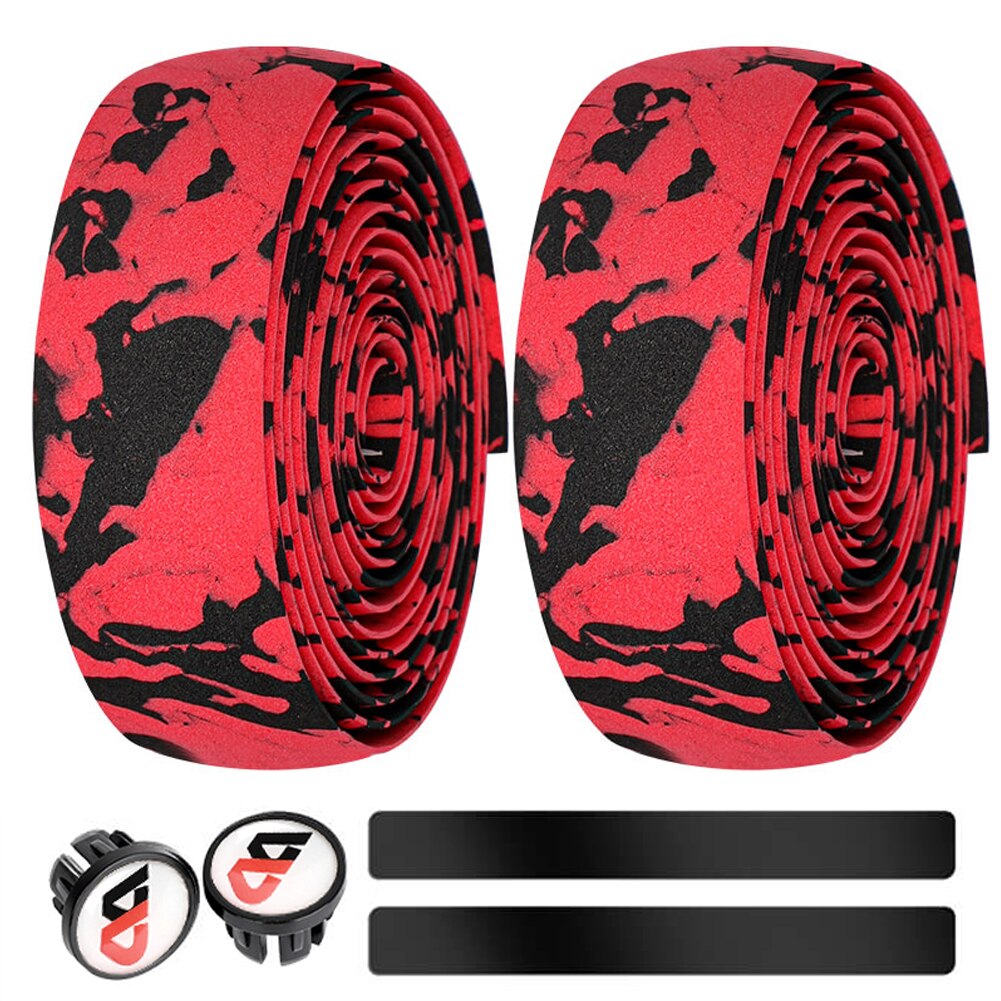 Cinta de goma EVA para manillar de bicicleta de montaña, resistente al desgaste, antideslizante, engranaje fijo, cubierta de volante, accesorios de ciclismo: Red Black
