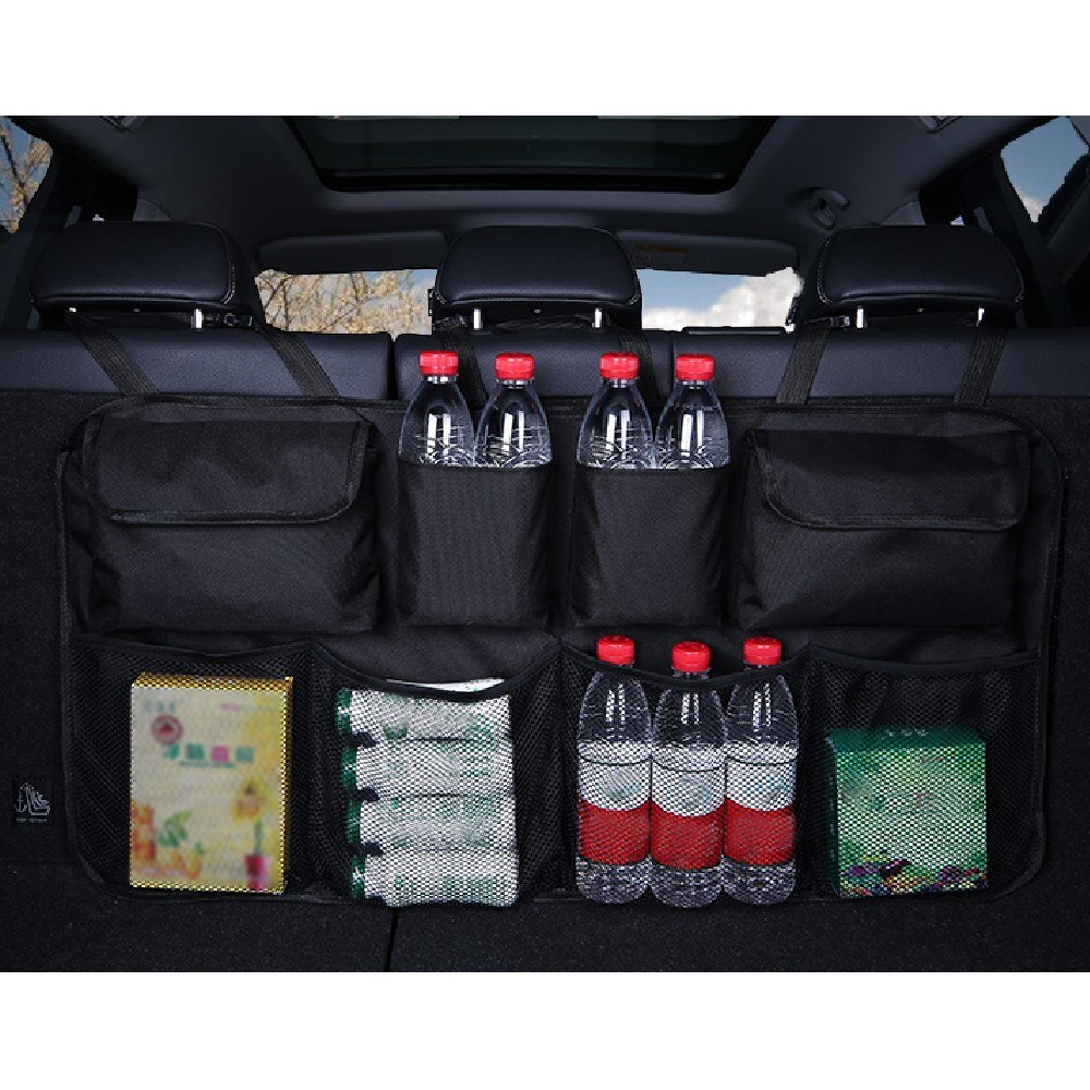 Universele Zwart Pu Leer Auto Suv Kofferbak Seat Terug Storage Travel Pocket