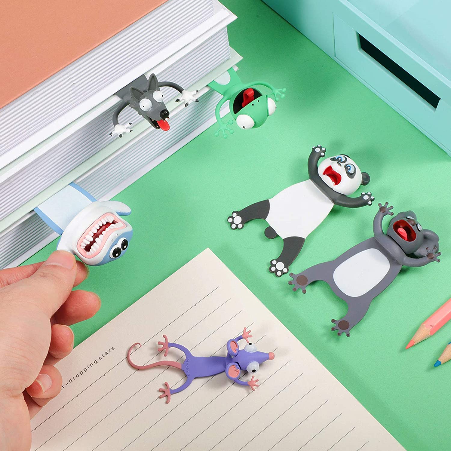 3D Cartoon Animal Bookmarks Wacky Bookmark Cute Funny Bookmarks Cartoon Eye-catching Bookmark Stationery Birthday Party Favors
