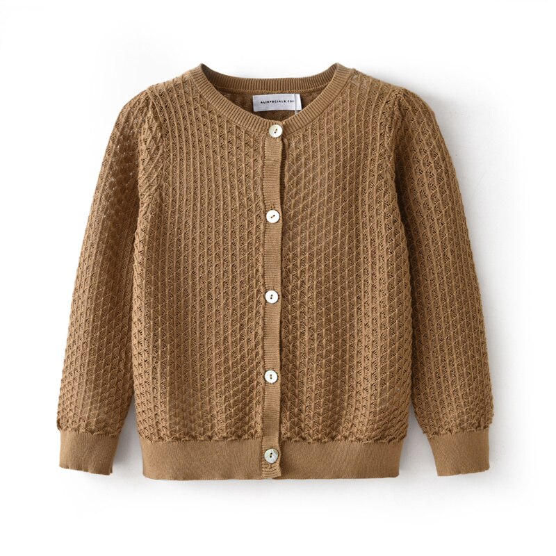 Clibeso-cárdigan de punto para niños y niñas, suéteres finos de manga larga, camisas con aire acondicionado, ropa de vacaciones, verano, 2022: caramel cardigan / 24 meses