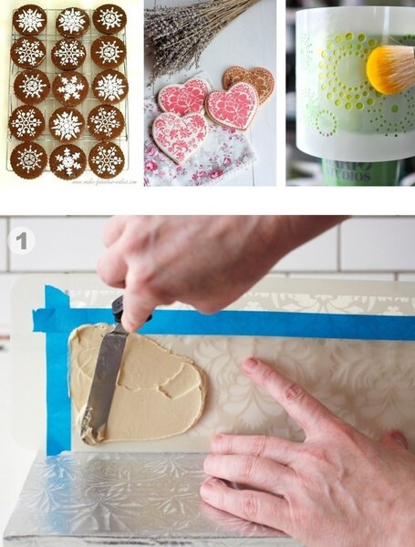 Rose Cake Stencil Set, Flowers Cake Stenciling Fondant Decorating Stencil Classic Cake Side Decoration Stencils for Wall