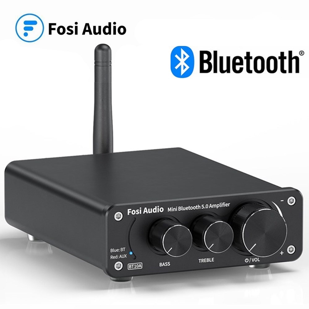 Fosi Audio Bluetooth 2 Kanaals Geluid Power Stereo Versterker TPA3116D2 Mini Hifi Digitale Amp Voor Luidsprekers 50W BT10A Treble &amp; Bass