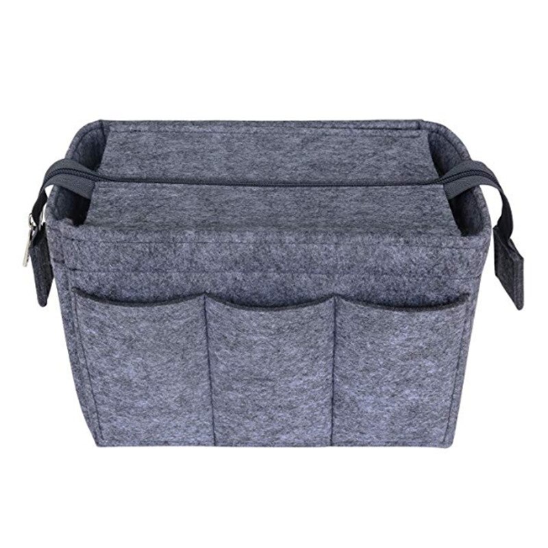 Toilettas voor meisjes, make-uptas van vilt, organizer voor dames, vilten inlegtas voor handtas, multifunctionele reistas voor cosmetica: Donkergrijs