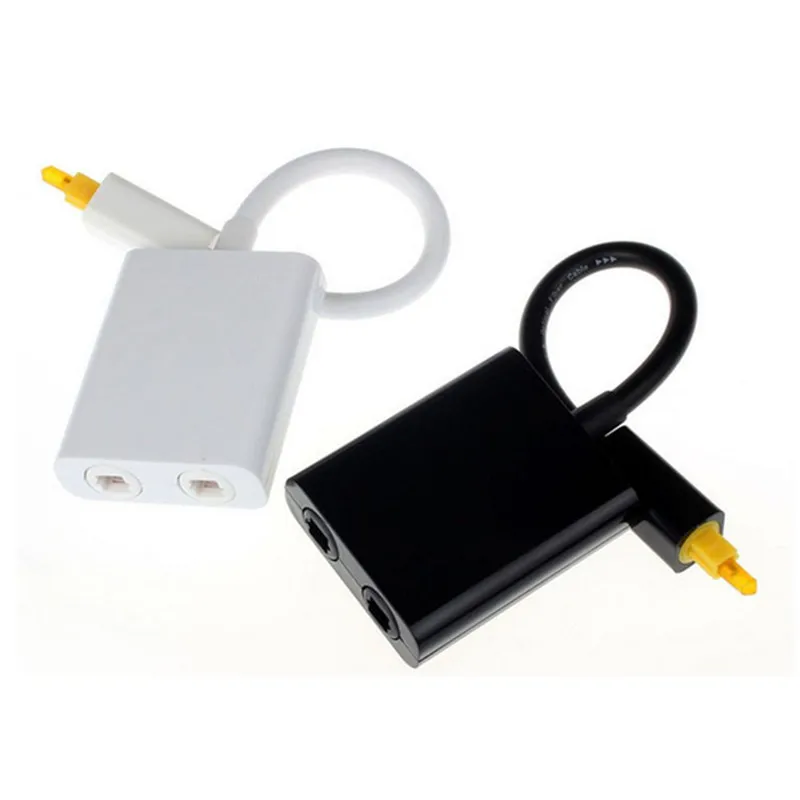 Rozdzielacz kabla optycznego Toslink Cyfrowy światłowodowy rozdzielacz audio 2-drożny wejściowy/wyjściowy adapter rozdzielacza optycznego czarny/biały
