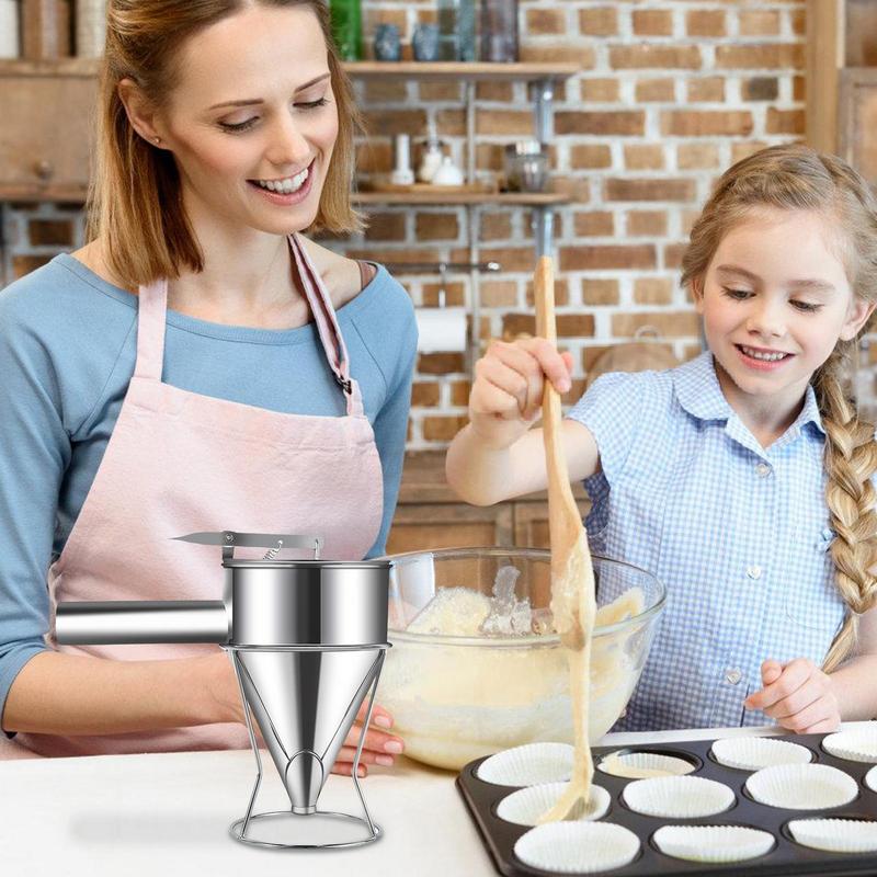 Teig Spender Kolben Trichter Pfannkuchen Teig Spender mit Stand Pfannkuchen Sirup Spender Küchen helfer für Pfannkuchen Sirup