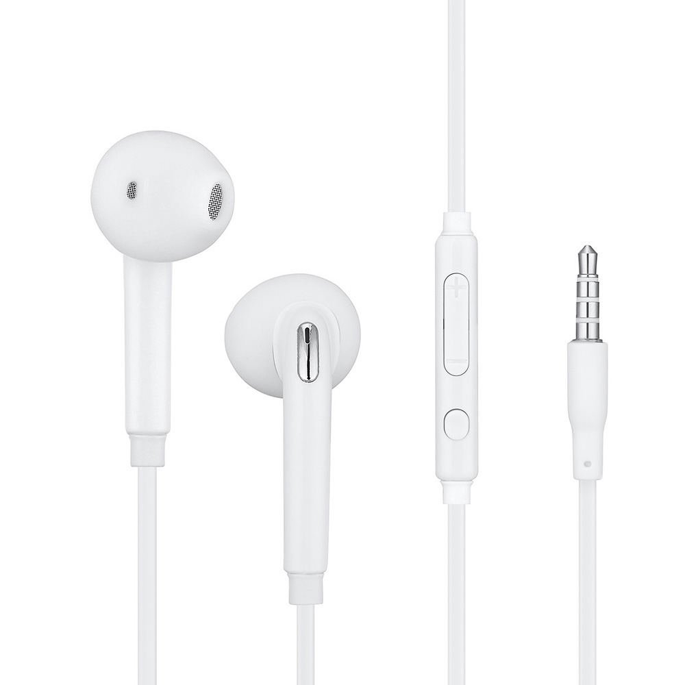 Noise Isolating S6 Wired Earphones 3.5mm Stereo No bluetooth Headphone In-Ear Music Sport Headset with Microphone for Samsung Xi: white