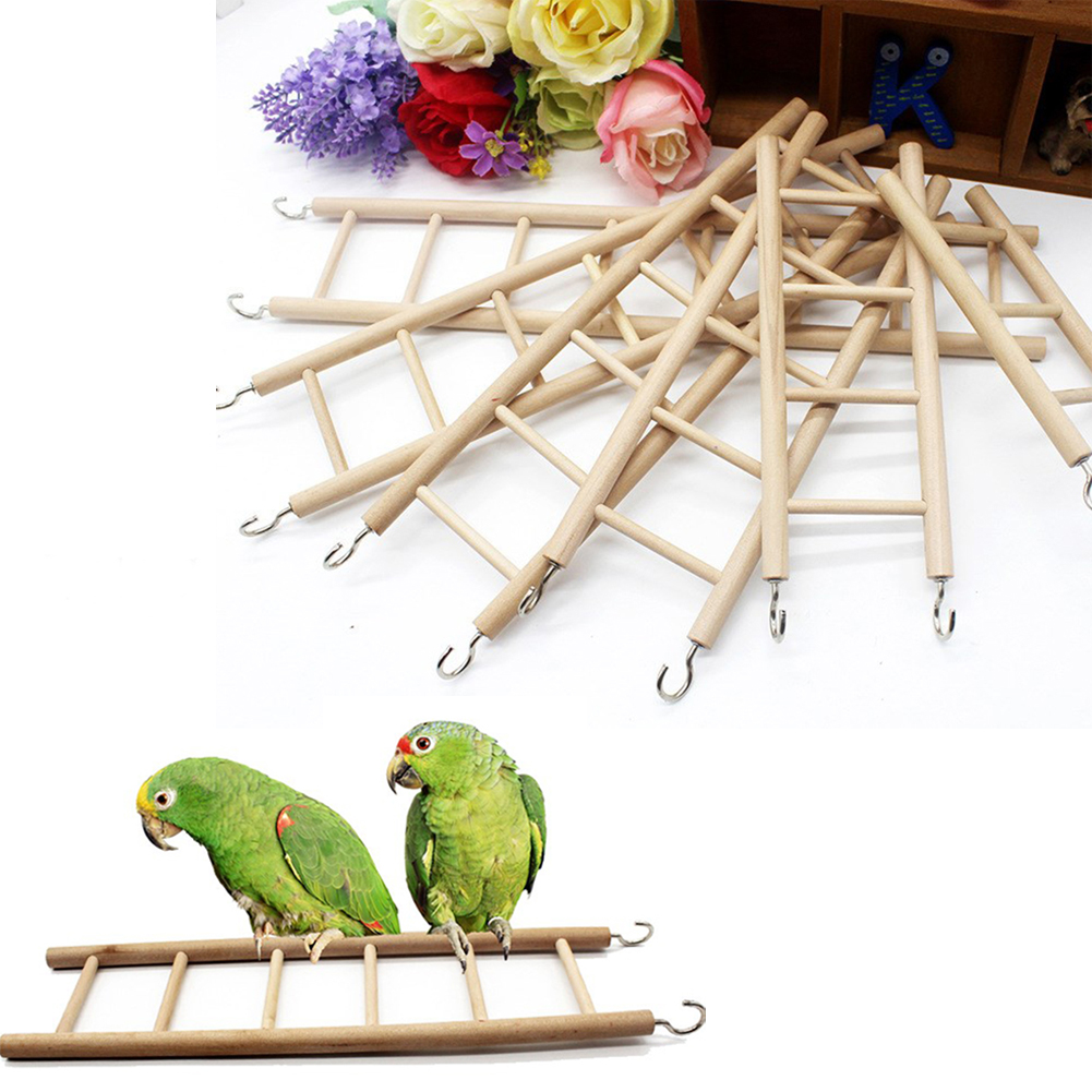 Oiseau en bois échelle à bascule perche escalade escaliers perruche Cage jouet fournitures pour animaux de compagnie (28 cm)