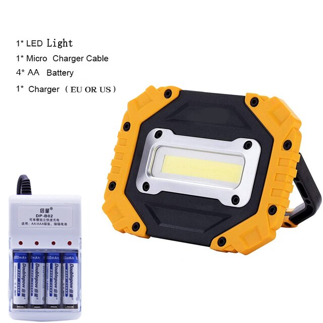 100W Led Work Light 180 Degrees Adjustable Super Bright Waterproof Lanterns Spotlight for Outdoor Repairing Camping Uses 4AA: Package C