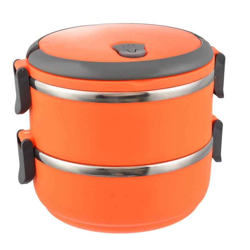 700ML School Lunch Box Stainless Steel Bento Box Lunch Thermos Food Storage Container Lunchbox 5 Colors Thermal Container Box: orange / two layer