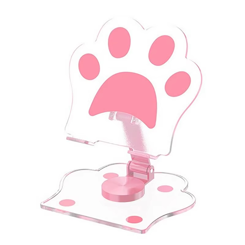 Cute Phone Stand Height Adjustable Phone Desktop Mount Acrylic Cat Claw Durable Stand For Recording Video Charger Compatible: black