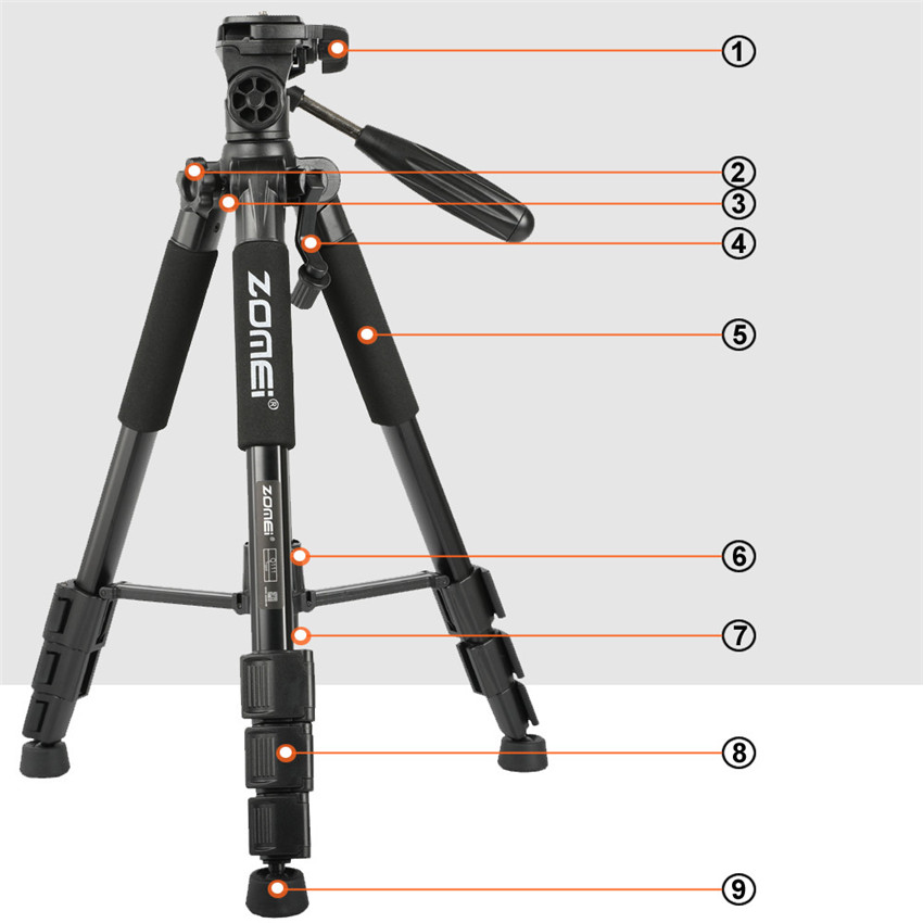 ZOMEI Q111 Statief Professionele Draagbare Reizen Aluminium Camera Statief & Pan Head voor SLR DSLR Digitale Camera