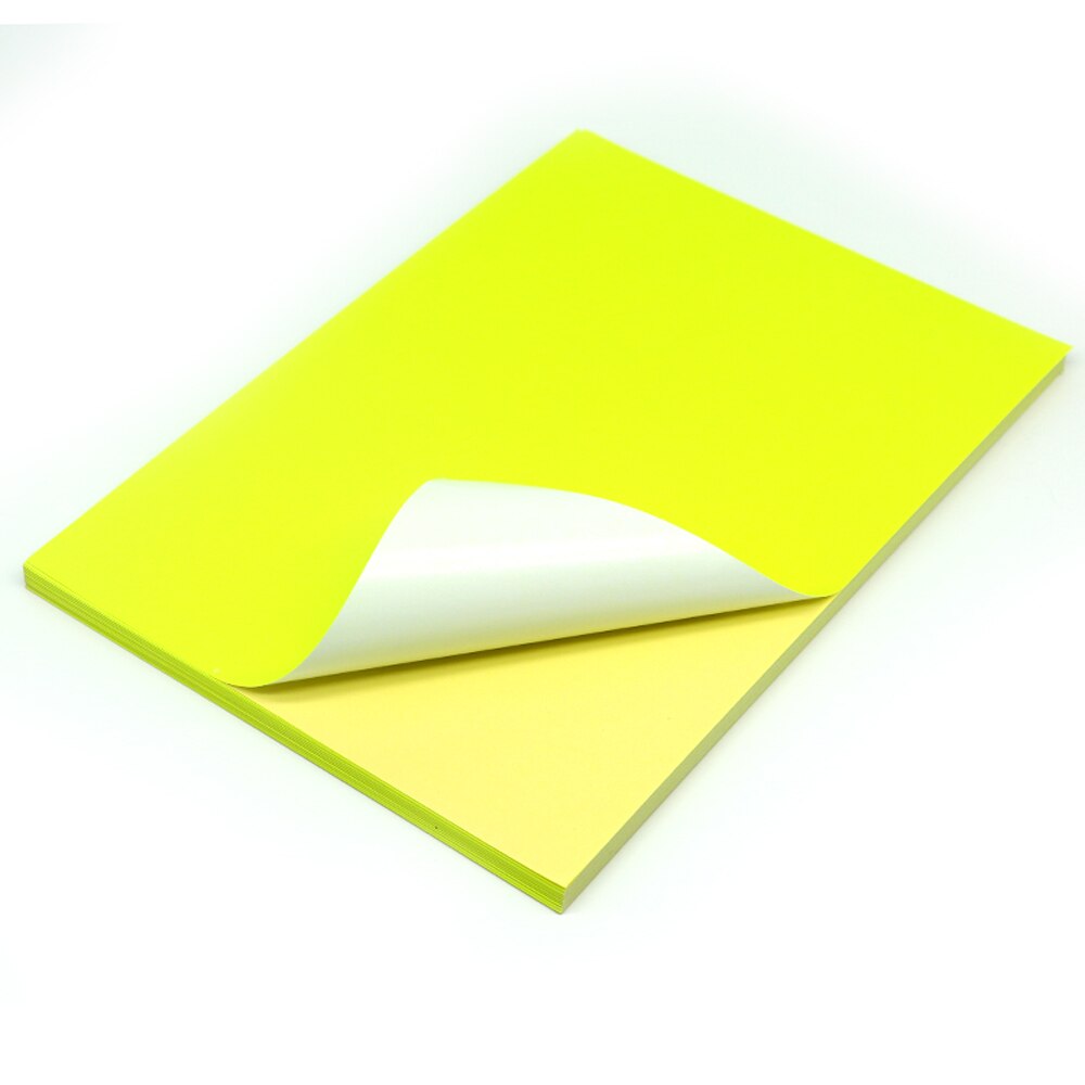 Colorful a4 Paper Self-adhesive Printer Paper Writable A4 Stickers: Fluorescent yellow