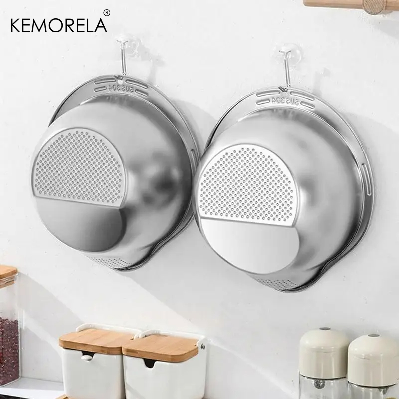 Rijstwaskom, vergiet, roestvrijstalen zeef, 304 rijstwaskommen, rijstzeef, vergiet, groente- en fruitzeef, keukengereedschap