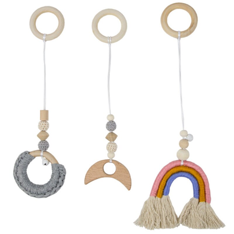 3Pcs 1Set Nordic Cartoon Baby Houten Gym Fitness Frame Rack Opknoping Hanger Speelgoed Kit Peuter Infant Kamer Decoraties