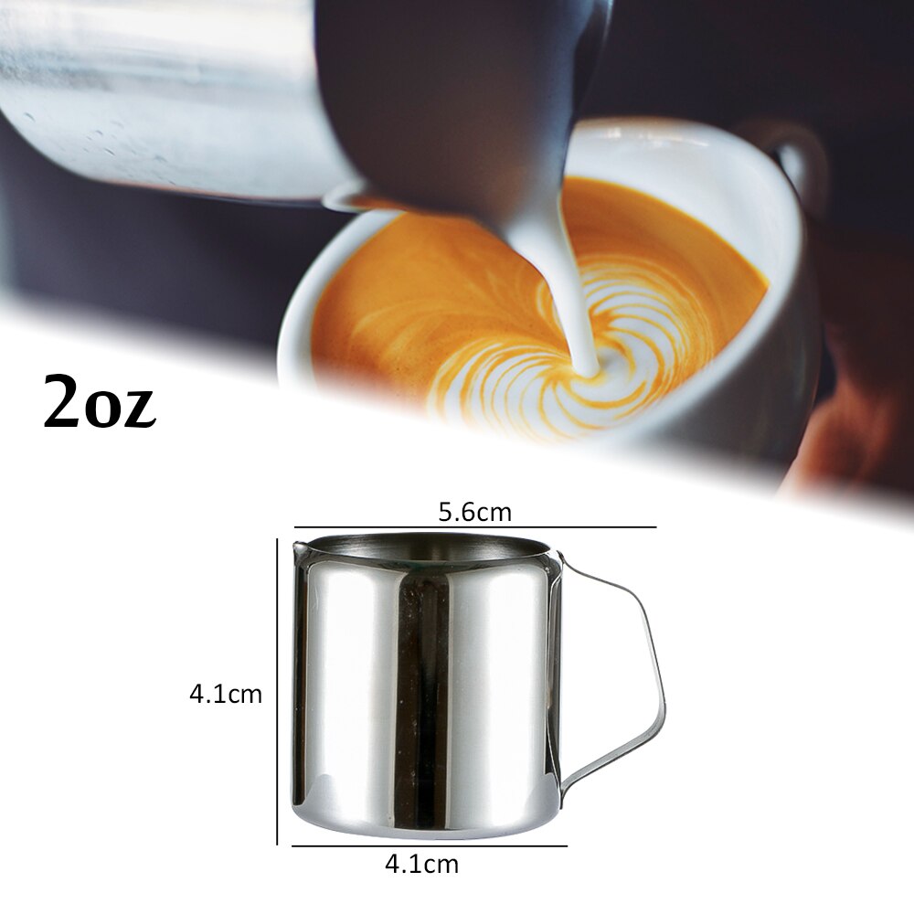 Mini Stainless Steel Milk Pitcher Cup Coffee Jug Cappuccino Latte Art Pitcher Frothing Steam Cup Milk Pot Coffee Accessories: 2oz