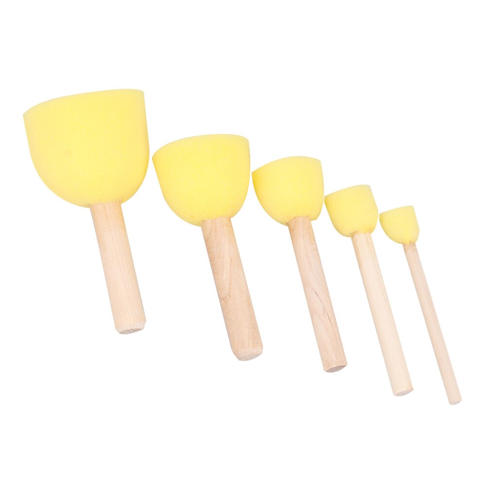 15Pcs Sponge Painting Brush Wooden Handle Drawing Brush Kids Graffiti Brushes DIY Painting Set for Kids Children: Default Title