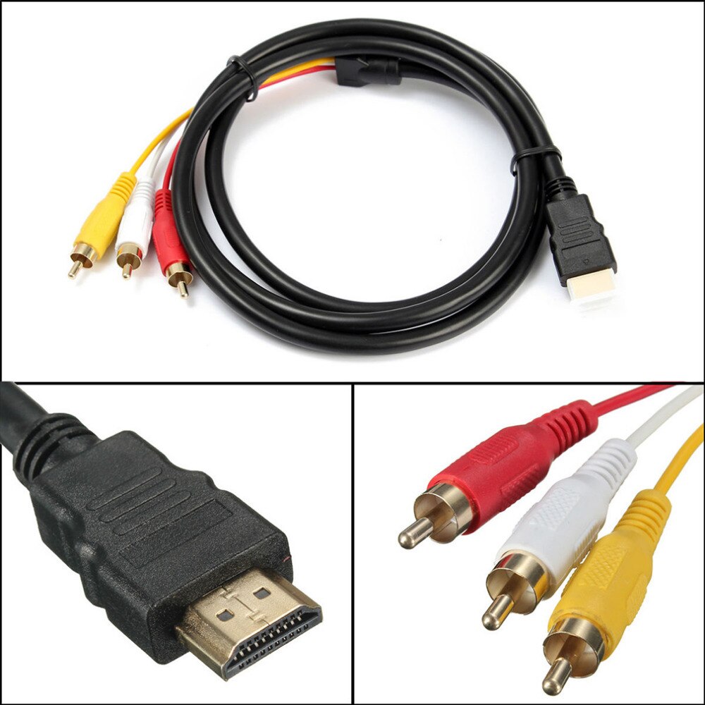 5 Voeten 1080P Hdtv Hdmi Male Naar 3 Rca Audio Video Av Kabel Snoer Adapter Converter Connector Component Kabel lead Voor Hdtv