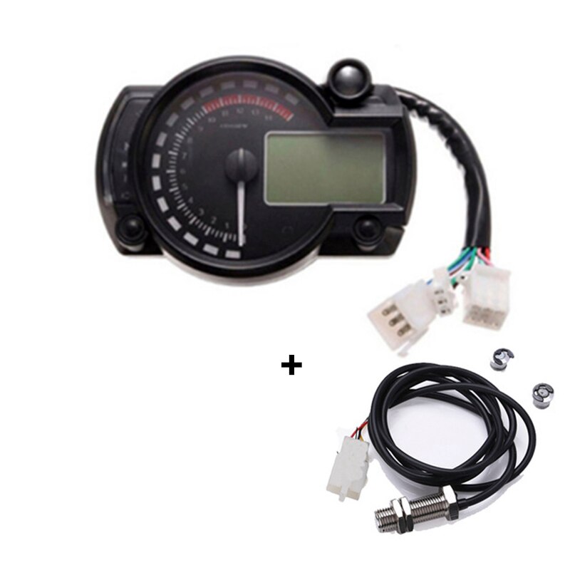 15000rpm Moderne Motorrad Digitale Licht LCD Digital Manometer Tachometer Tachometer Kilometerzähler Einstellbare Motorrad Tacho: mit Sensor-A