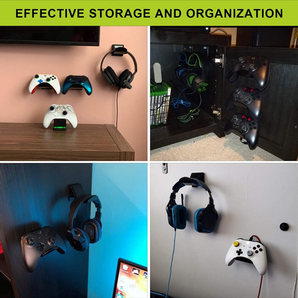 2Pcs Wall Mount Game Controller Houder Acryl Video Game Controller Headset Opknoping Standhouder Muur Organizer Display Rack