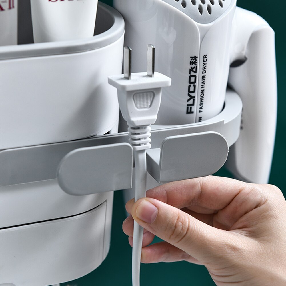 Multifunctional Wall-Mounted Hair Dryer Storage Rack Drawer Hair Dryer Rack Wall-Mounted Cosmetics Household Bathroom Decoration