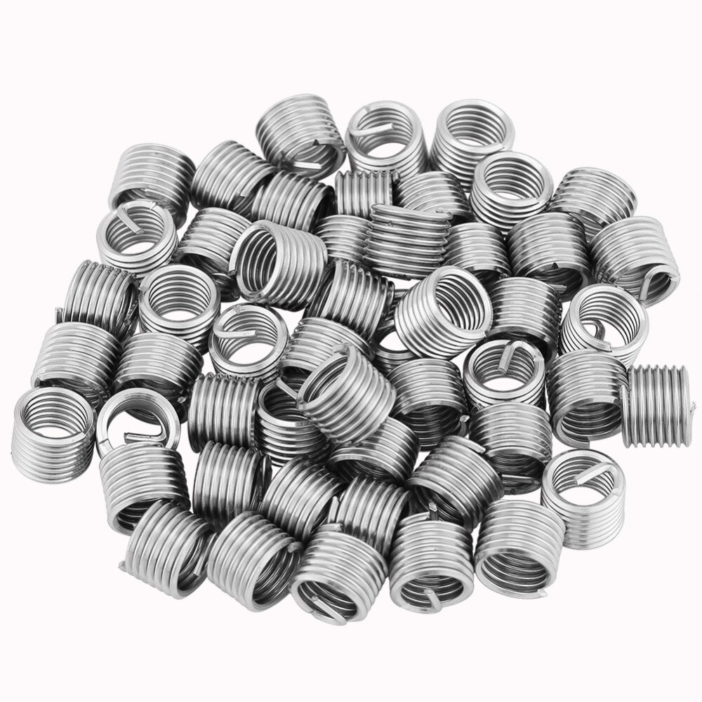 50Pcs/Lot 304 Stainless Steel Coiled Wire Insert Helical Screw Thread Inserts M8 x 1.25 x 1.5D Length Thread Repair Insert