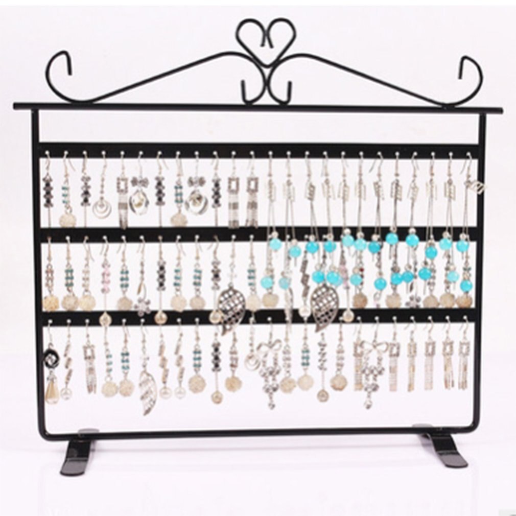 72 Gaten Oorbellen/Ketting/Oorstekers Sieraden Display Houder Stand Showcase Metalen Sieraden Organisator Rack Platte Oorbel Houder: black