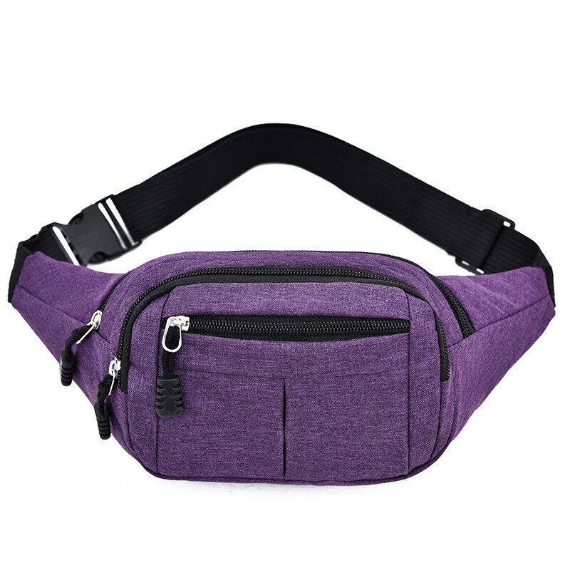 Waterproof Waist Bag Man Fanny Pack For Women Casual Large Capacity Outdoor Sports Oxford Black Red Purple Mobile Chest Bag 579: Purple