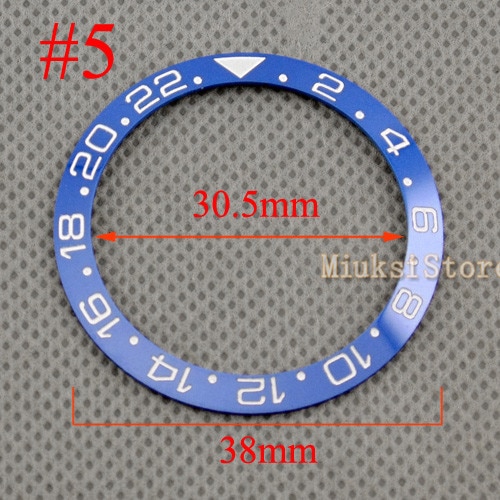 38mm blauw keramische bezel wit 24-uur dial voor mannen grote wijzerplaat horloge