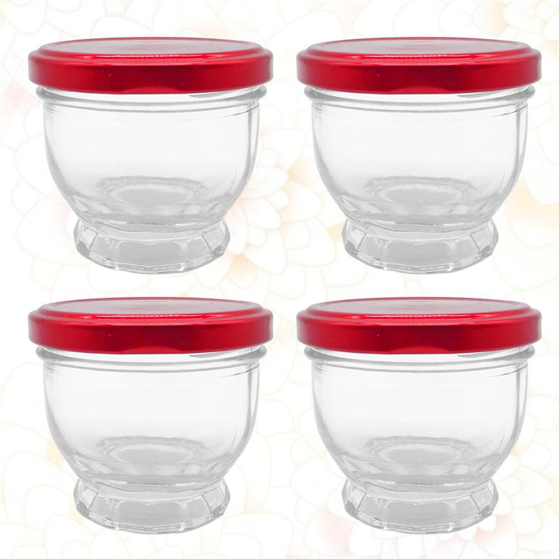 4 stuks unieke glazen bekers, transparante yoghurtbekers, eenvoudige puddingmelkbekers voor thuiskeukens en restaurants