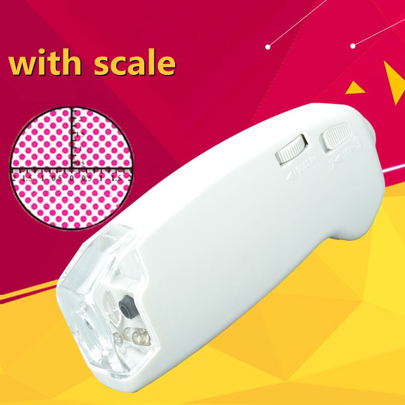 80X Mini Portable Microscope LED Light Jewelry Identification Magnifying Glass Handheld Microscope with Scale