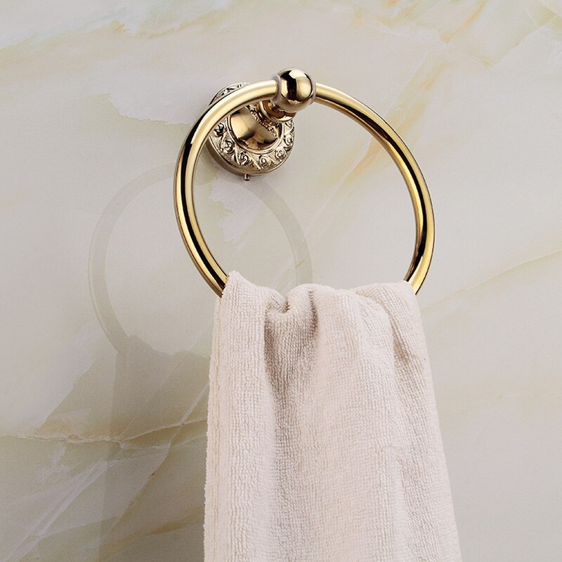 Antyczny mosiądz łazienka sprzętu zestaw złoty polerowany podwójny uchwyt na ręcznik akcesoria łazienkowe uchwyt ścienny robić montażu na ścianie łazienki produkty: towel ring