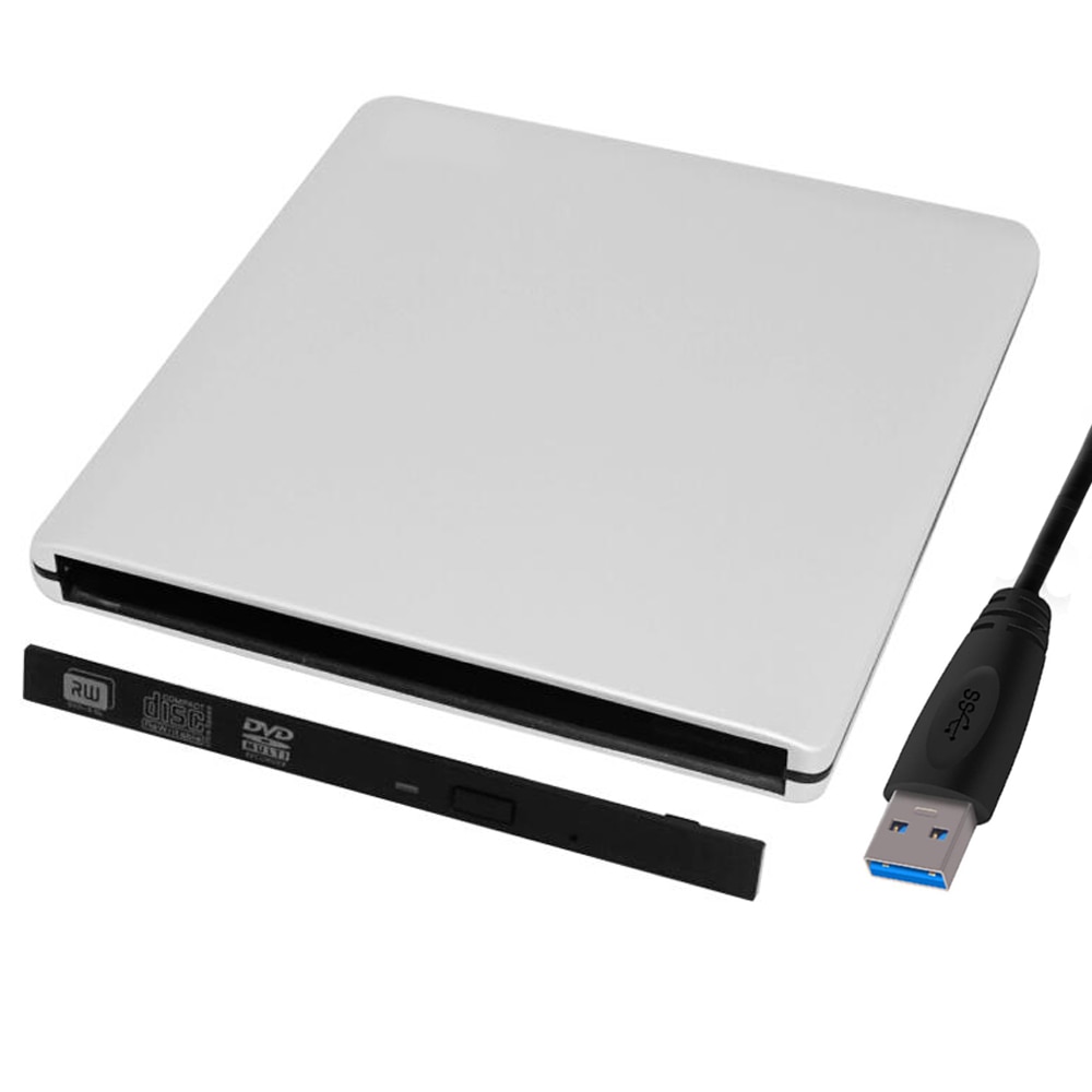 Aluminum Alloy 9.5mm USB 3.0 External Optical Drive Enclosure SATA CD/DVD Drive Case For Window Mac 10 OS Without Drive hp dell