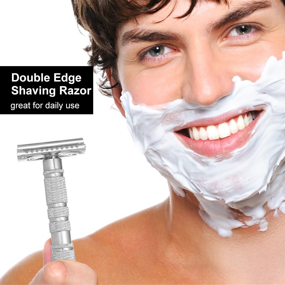 Double Edge Shaving Razor Safety Beard Razor Metal Manual Mustache Removal Shaving Tool Fashionable &amp; Detachable