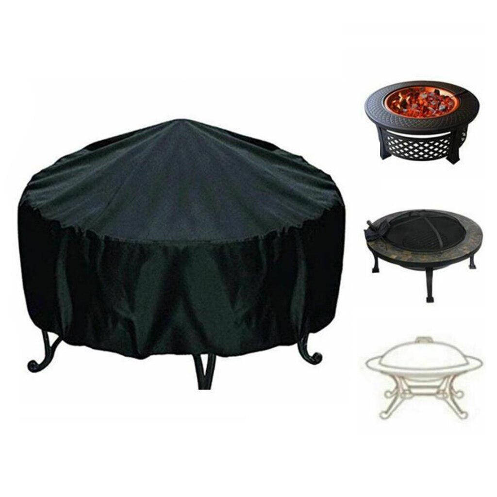 Fire Pit Cover Round 30 Inch Waterproof Heavy Duty Round Patio Fire Bowl Cover Round Firepit Cover with PVC Coating - Black
