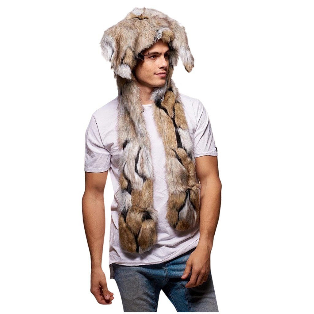 men's winter hat chapeau Men Christmas Faux Fur Ear Hat Wrap Stage Costumes Nightclub Hat czapka zimowa damska: Default Title