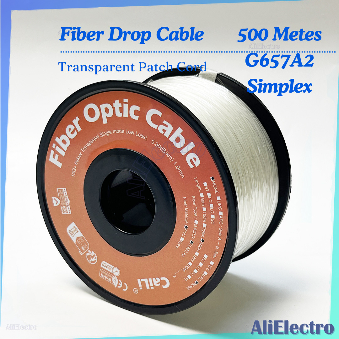 500m G657A2 Fiber 0.9mm diameter PVC Invisible Fiber Optical Cable Transparent Patch Cord Indoor SM Bend Insensitive Free shipp