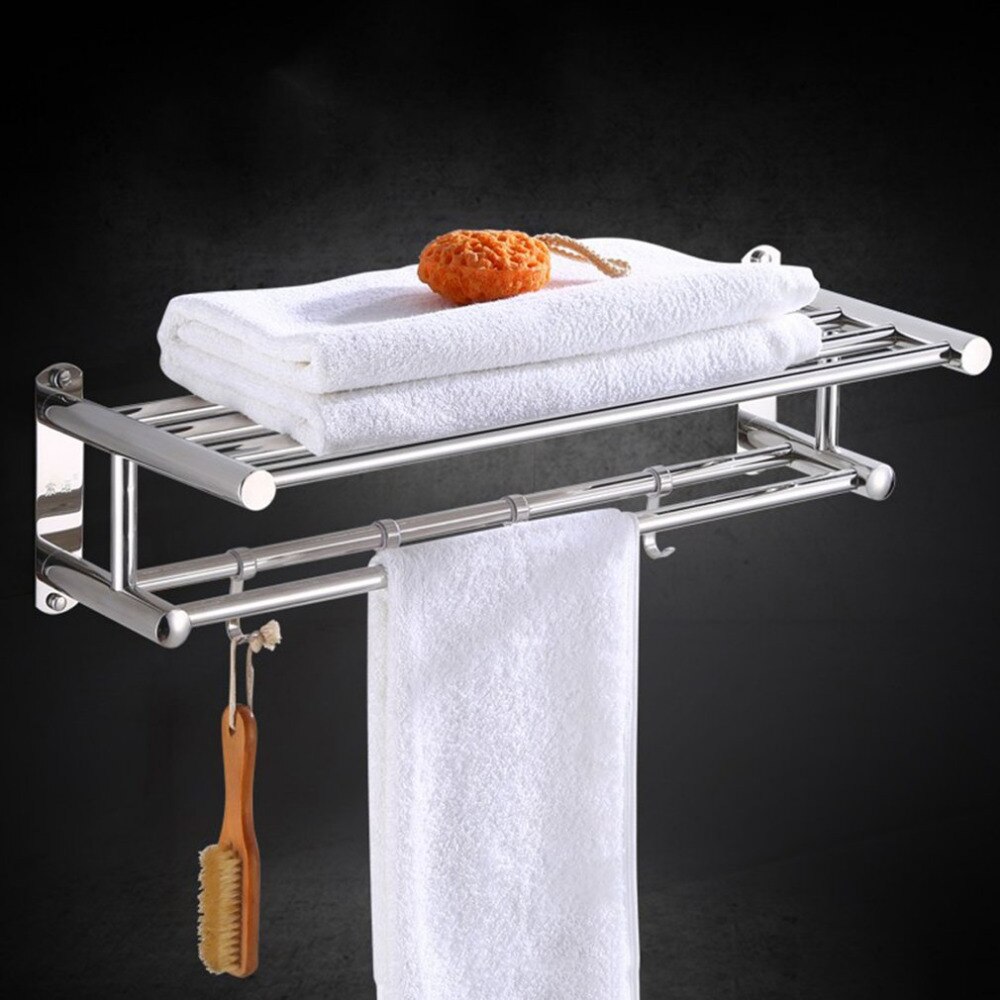 Rustfrit stål badeværelse håndklædeholder arrangør vægmonteret håndklædestativ hjem hotel væghylde 40/50/60cm
