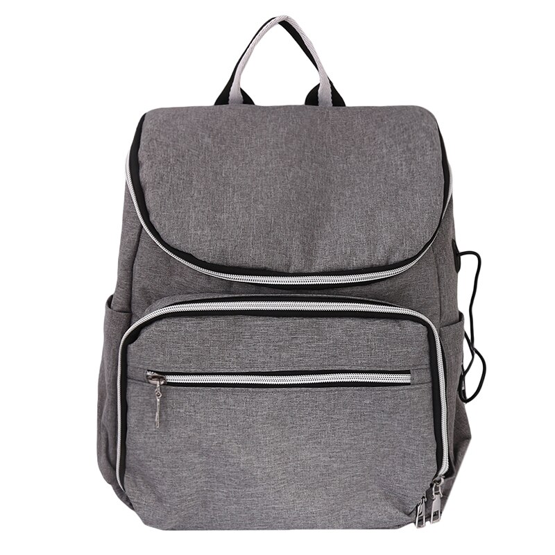 Multifunctional Mummy Backpack Large Capacity Organizer USB Charging Port with Nursery Bottle Thermal Bag Multifunction Backpack: light grey