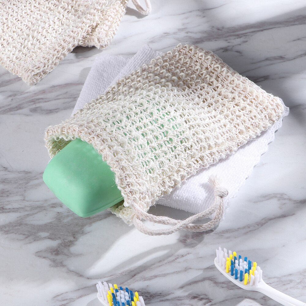 Bolsa de jabón para mujer, saco exfoliante Natural, bolsita de jabón, bolsa de esponja de jabón, 2 uds.