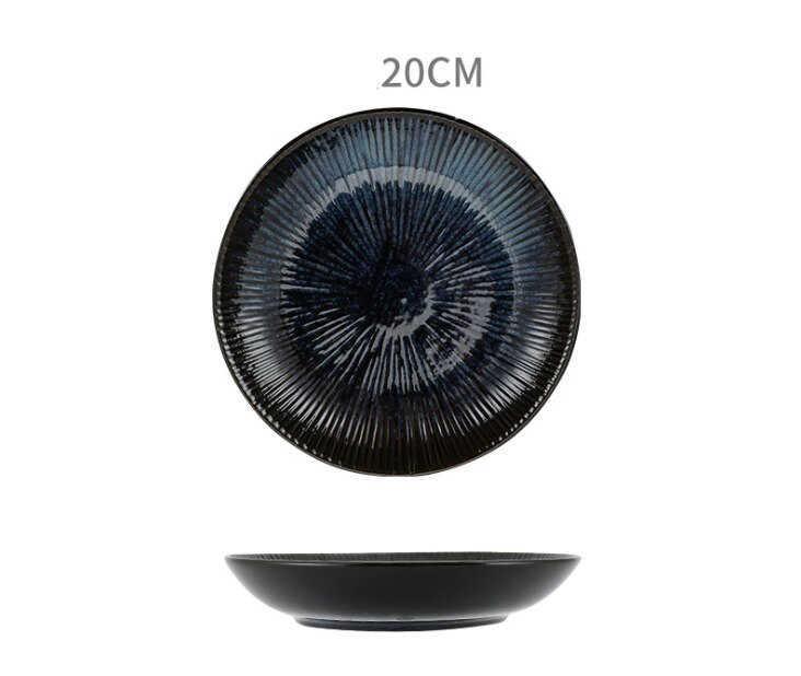 Salad Plate Inlay Dinner Dish Cartoon Pattern Steak Plates Home Hotel Ceramic Food Dishes Tray Pasta Restaurant Dish: 007