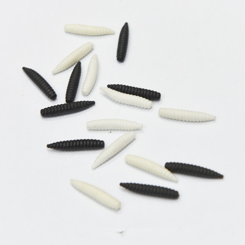 100PCS Lifelike Glow White Black Insect Maggot Vegetable Worm model for fishing Halloween Props Gags Practical Jokes Toy