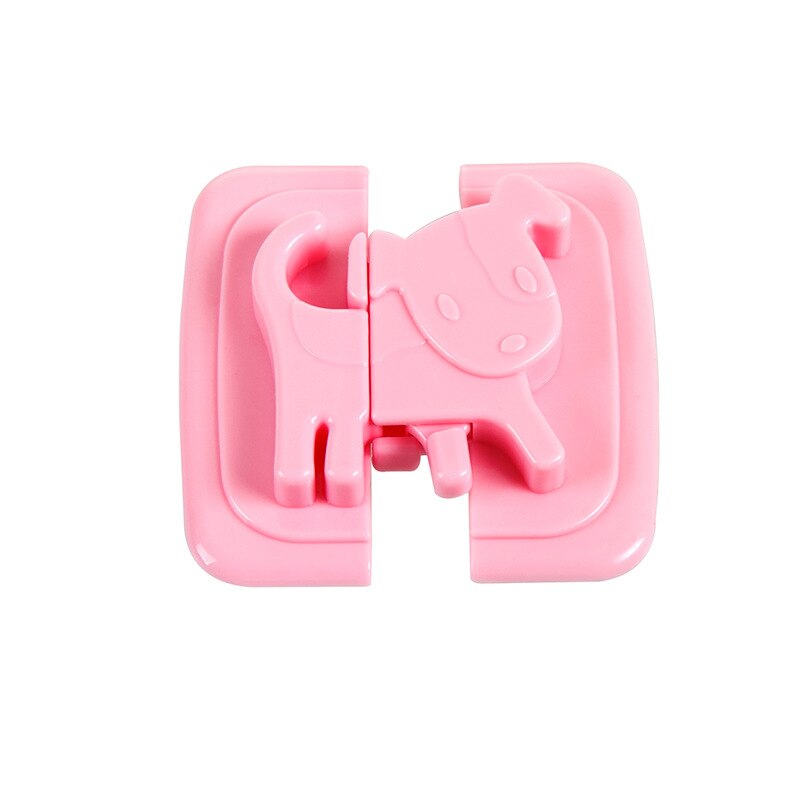 Cerradura de seguridad para bebé con forma de perro, 2 uds., cajones para puerta de armario, refrigerador, inodoro, protección para niños, cierre de plástico: pink