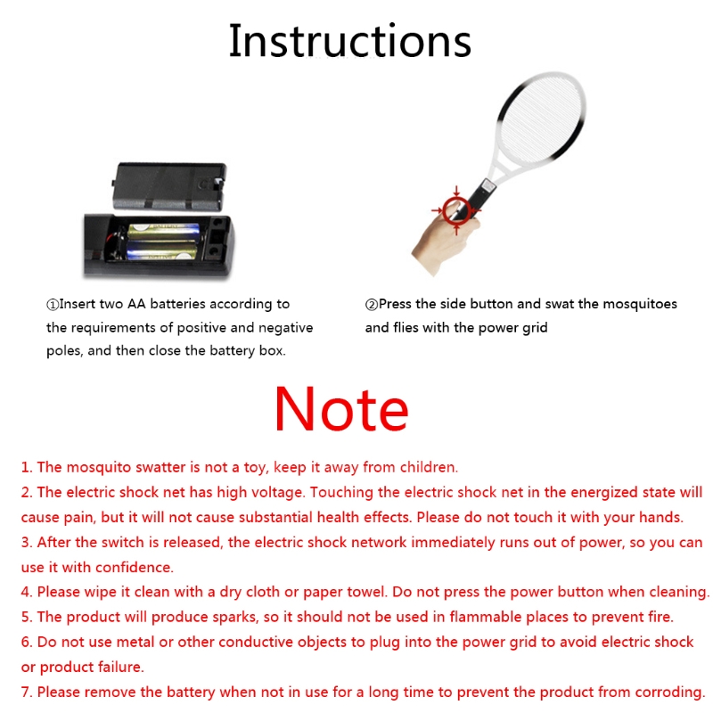 Fly Swatter Electric Fly Swatters Traditional Batteries Fly Killer for Home 1Layer Mesh Mosquito Racquet Killer Racket