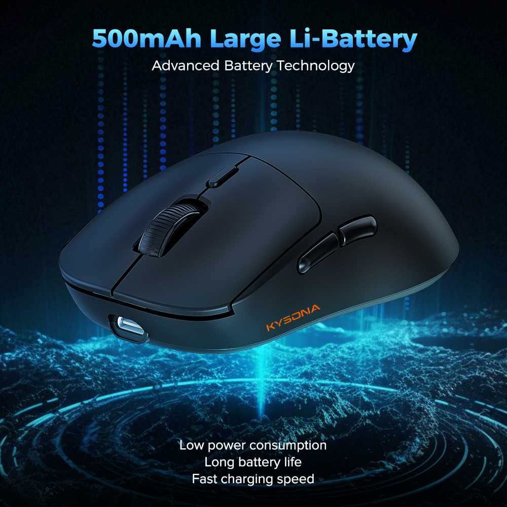 Kysona M600 V2 PAW3395 souris de jeu Esports sans fil Bluetooth 55g 26000DPI 6 boutons souris d'ordinateur optique pour jeu ordinateur portable