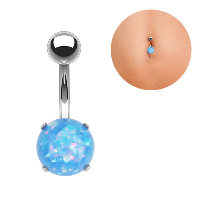 1 Pza anillos de ombligo de acero inoxidable Corazón de circonio Piercing ombligo barra Piercing pendiente sexi Piercing para el cuerpo joyería de mujer Oreja: YLBJ1025B